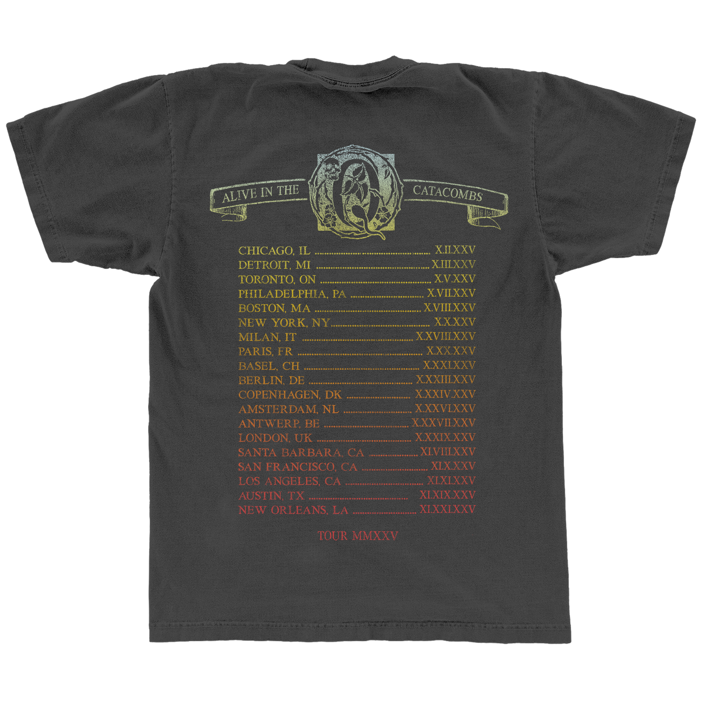 Alive In The Catacombs Skull Tour T-Shirt (Black) 48 hour limited edition back