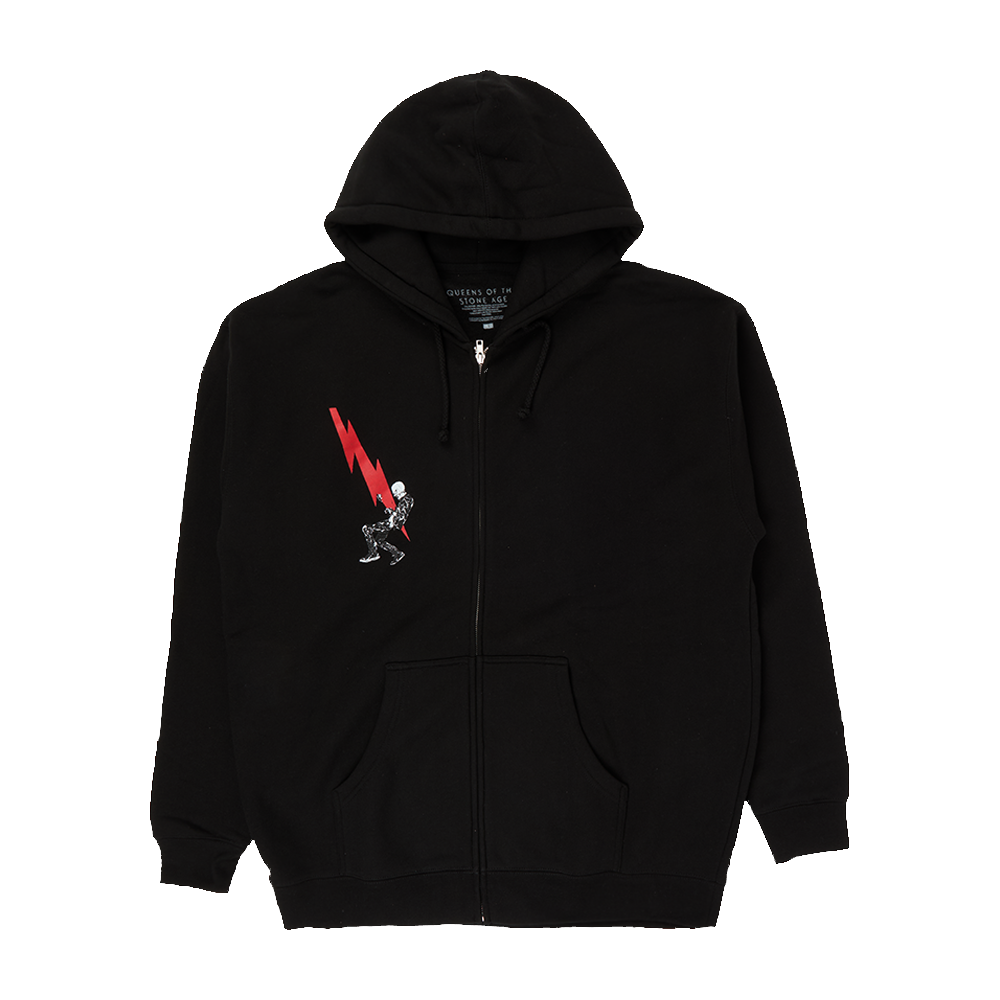 Lightning Bolt Black Zip Hoodie Front 